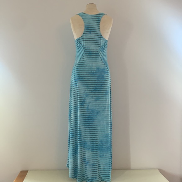 BUFFALO Capri blue, long, striped, high-low maxi dress, racer back. L - Picture 3 of 14